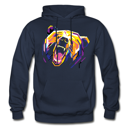 Colorful Abstract Bear Hoodie - navy