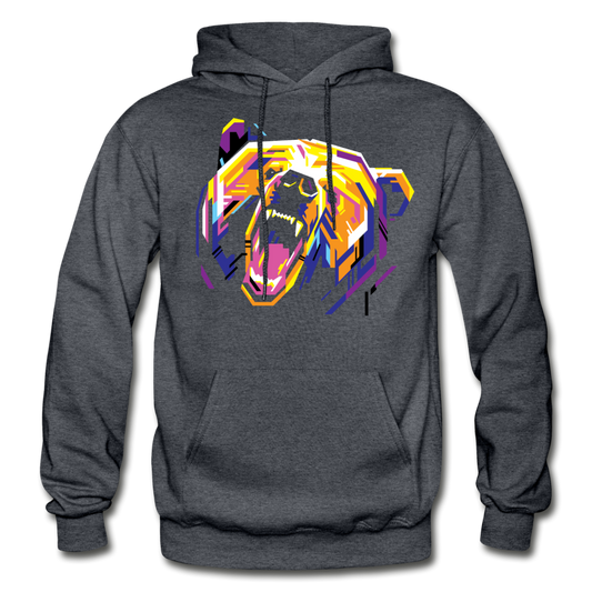 Colorful Abstract Bear Hoodie - charcoal gray