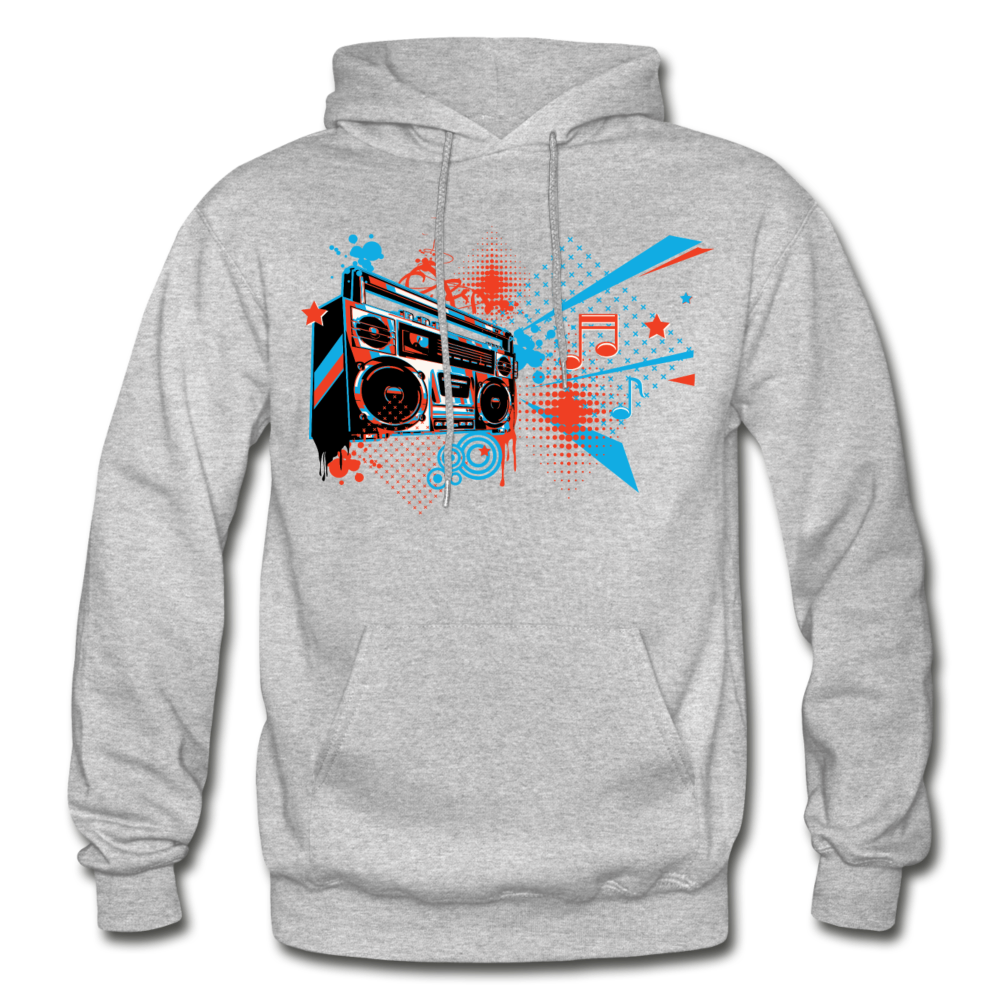 Abstract Boombox Hoodie - heather gray