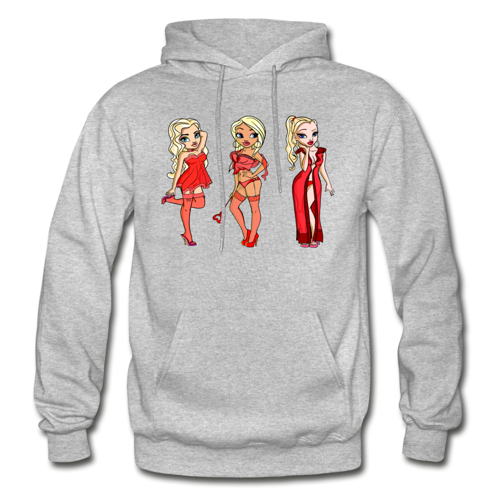 Hot Cartoon Girls Hoodie - heather gray