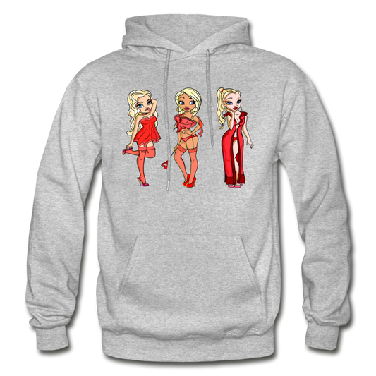 Hot Cartoon Girls Hoodie - heather gray