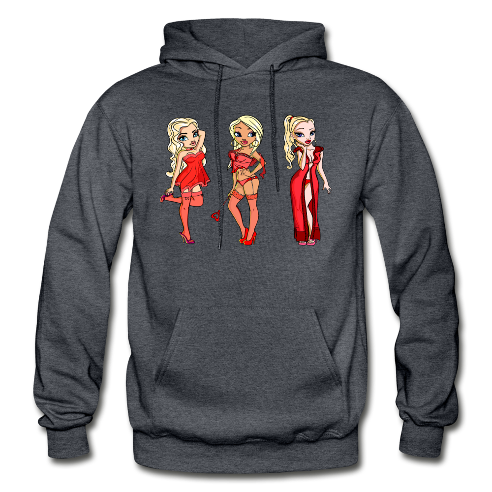 Hot Cartoon Girls Hoodie - charcoal gray