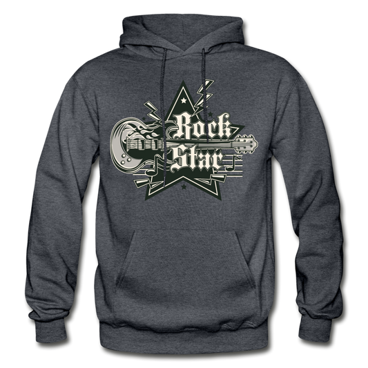 Rockstar Retro Guitar Hoodie - charcoal gray