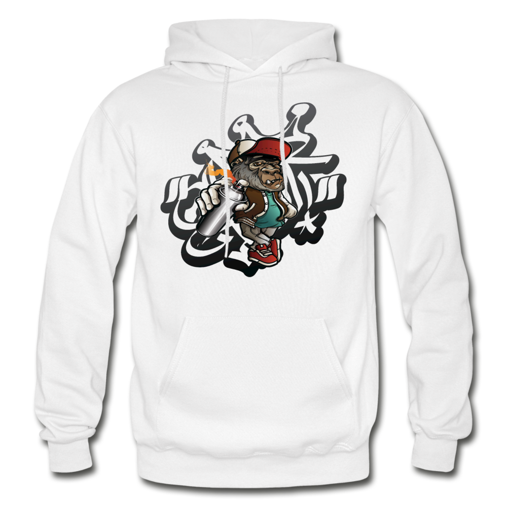 Hip Hop Gorilla Graffiti Artist Hoodie - white
