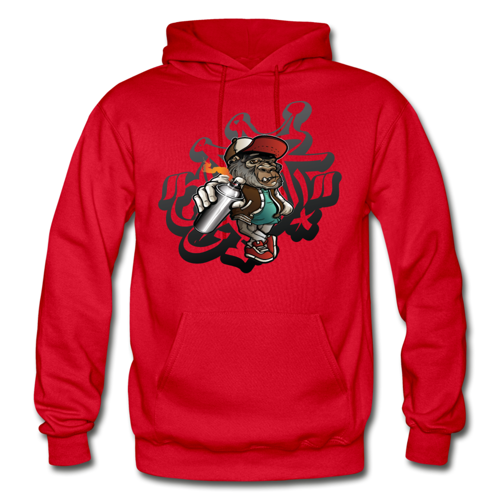 Hip Hop Gorilla Graffiti Artist Hoodie - red
