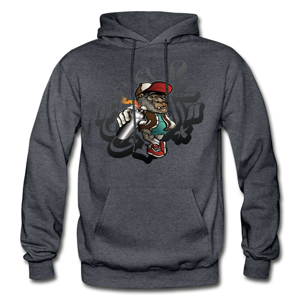 Hip Hop Gorilla Graffiti Artist Hoodie - charcoal gray