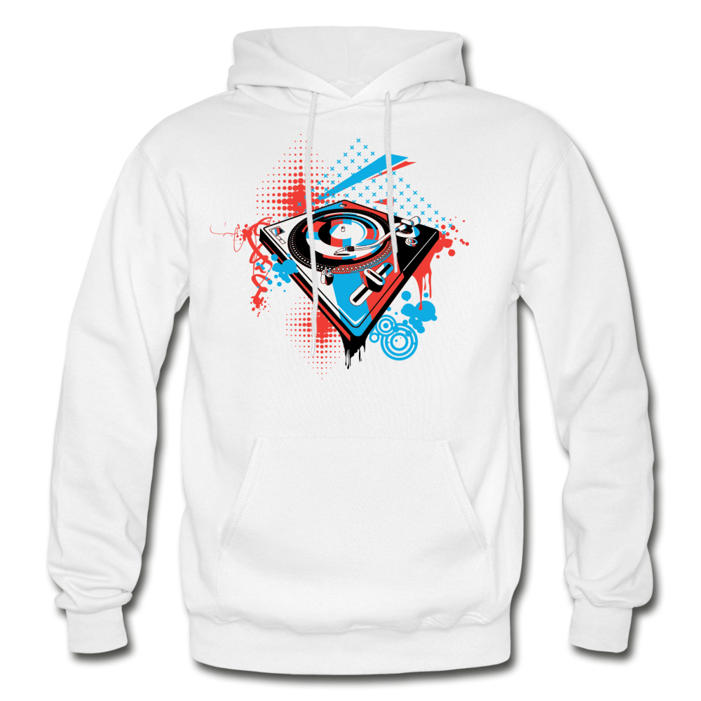 Abstract Turntable Hoodie - white