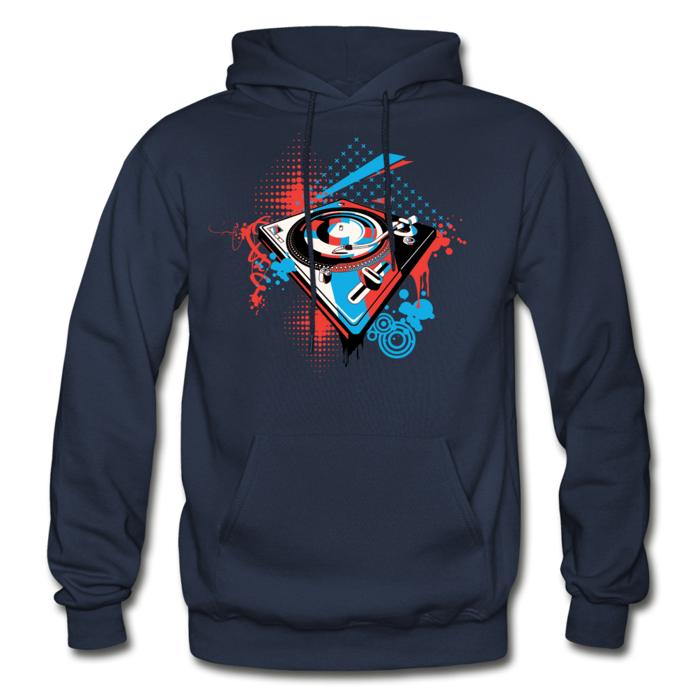Abstract Turntable Hoodie - navy