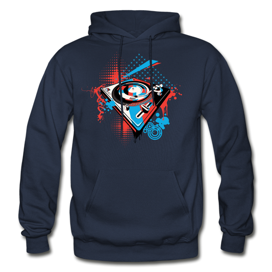 Abstract Turntable Hoodie - navy