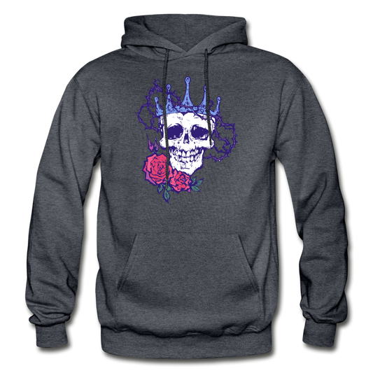 Skull Crown Roses Hoodie - charcoal gray