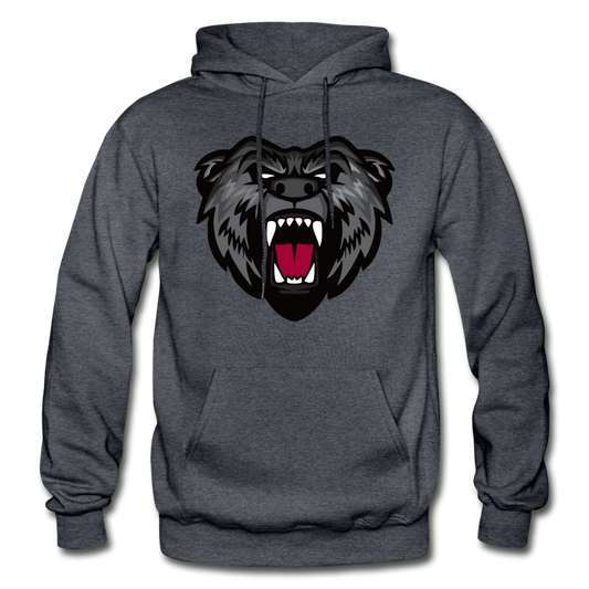 Growling Bear Hoodie - charcoal gray