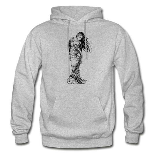Tribal Maori Girl Hoodie - heather gray