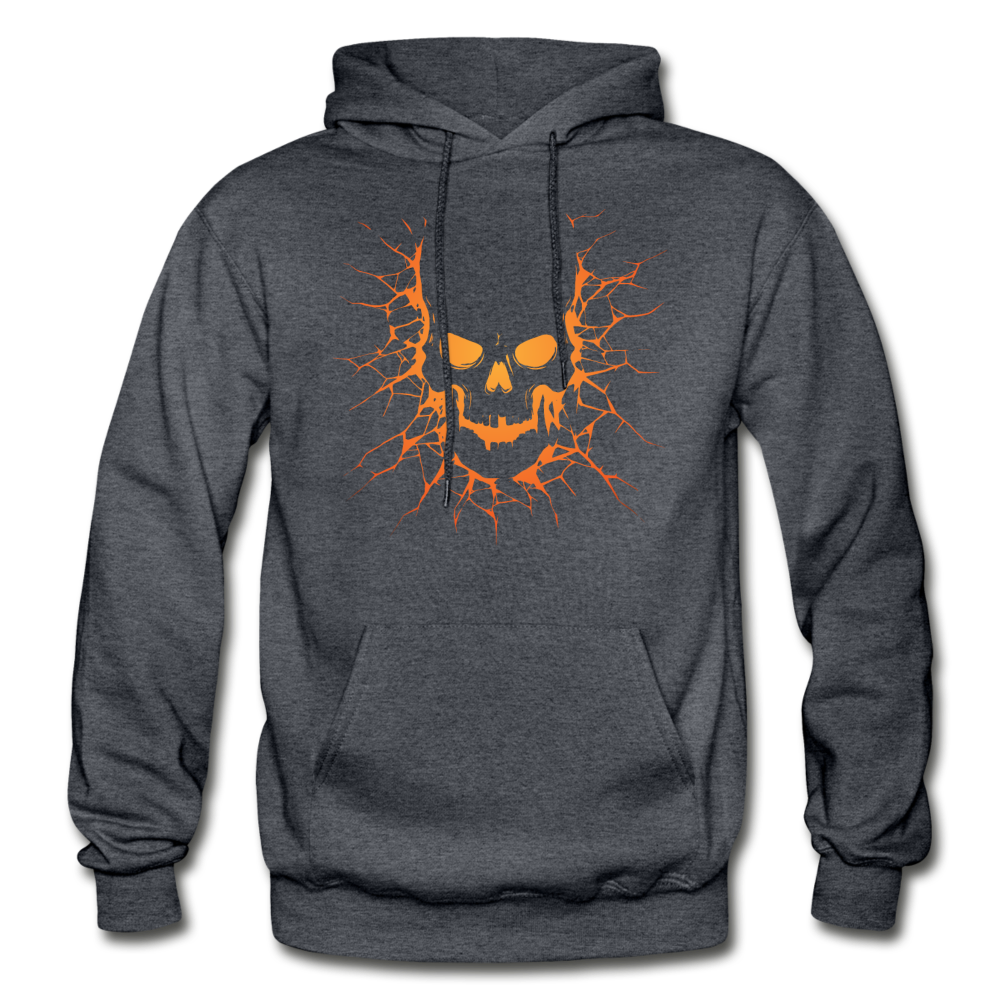 Cracked Skull Hoodie - charcoal gray