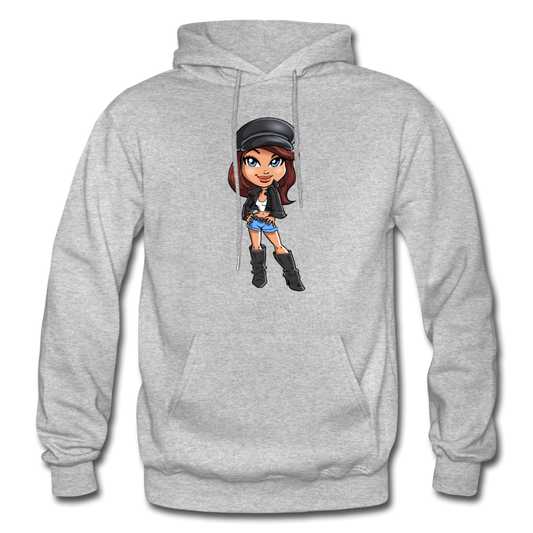 Cartoon Girl Hoodie - heather gray