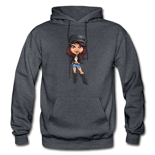 Cartoon Girl Hoodie - charcoal gray