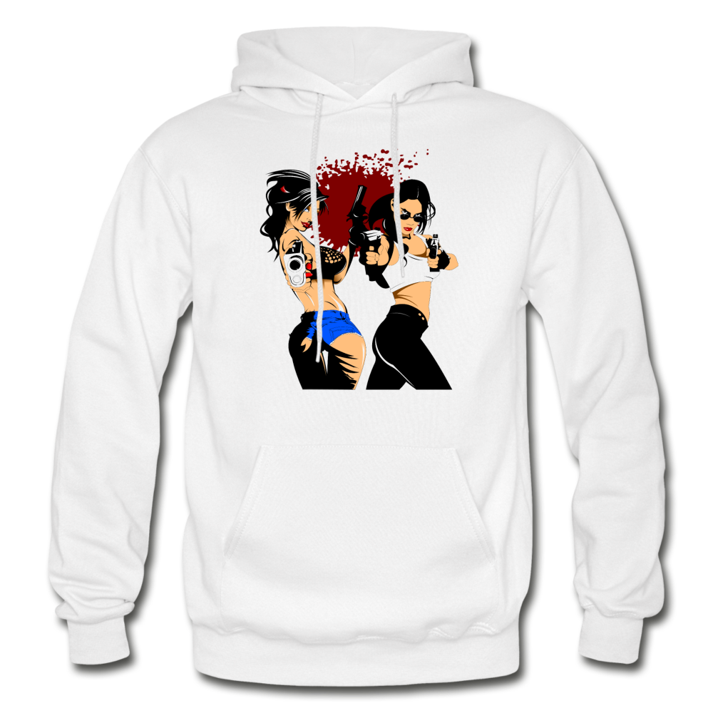 Cartoon Girls with Guns Hoodie - white