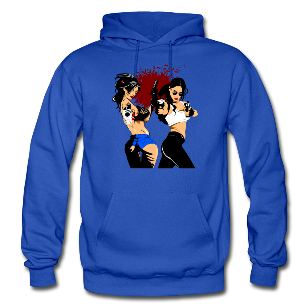 Cartoon Girls with Guns Hoodie - royal blue