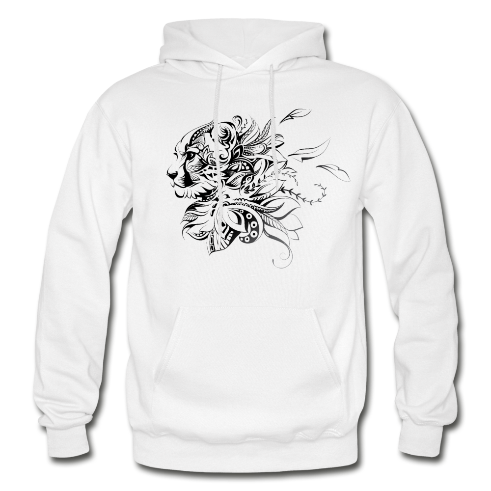 Tribal Maori Jungle Cat Hoodie - white