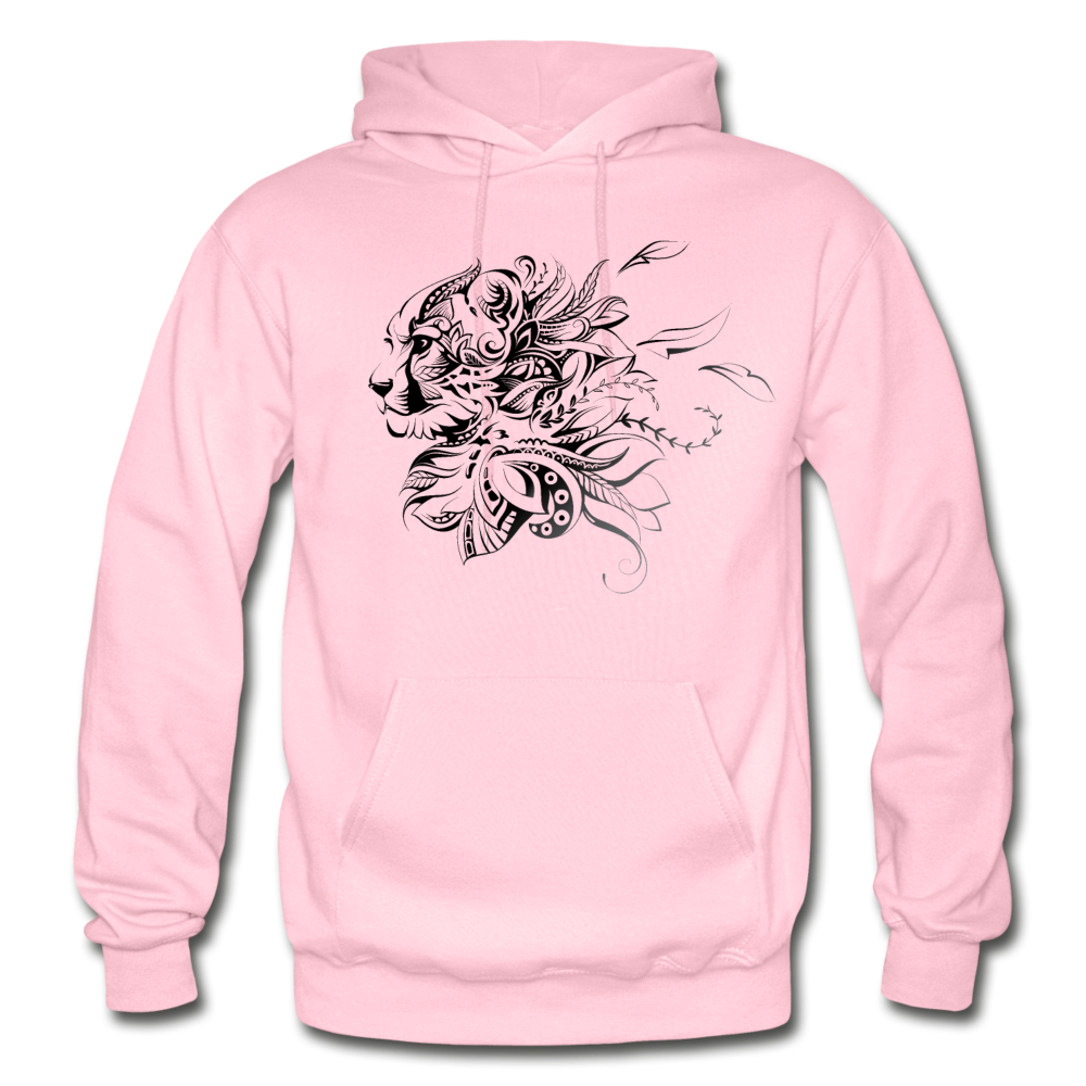 Tribal Maori Jungle Cat Hoodie - light pink