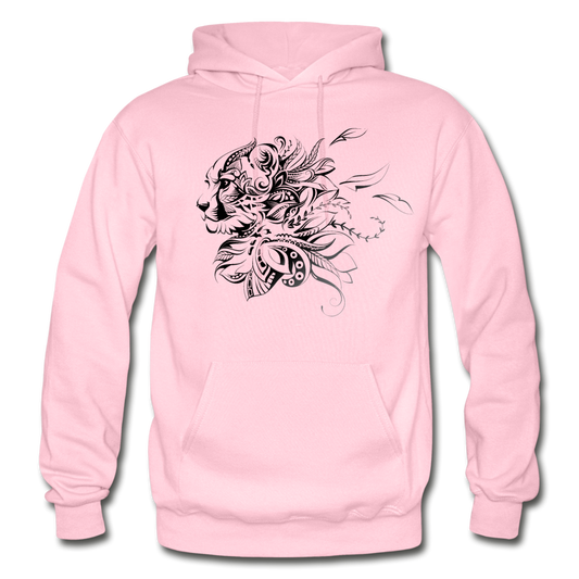 Tribal Maori Jungle Cat Hoodie - light pink