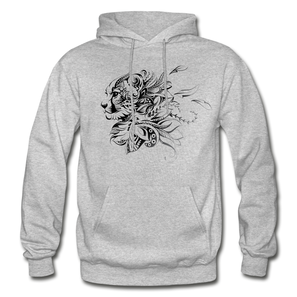 Tribal Maori Jungle Cat Hoodie - heather gray