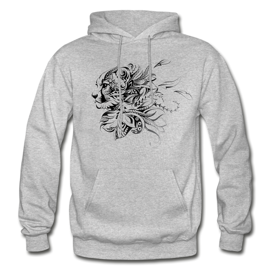 Tribal Maori Jungle Cat Hoodie - heather gray