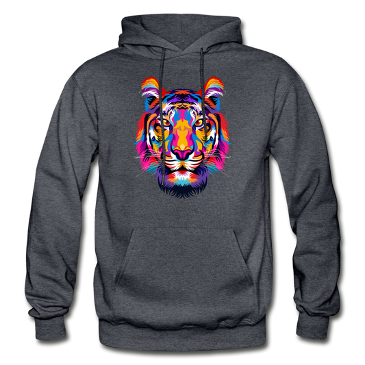 Colorful Tiger Hoodie - charcoal gray
