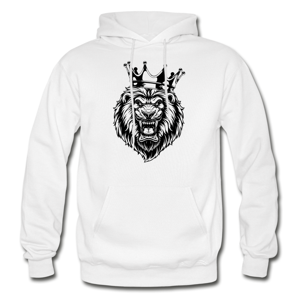 Black & White Lion Hoodie - white