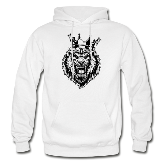 Black & White Lion Hoodie - white