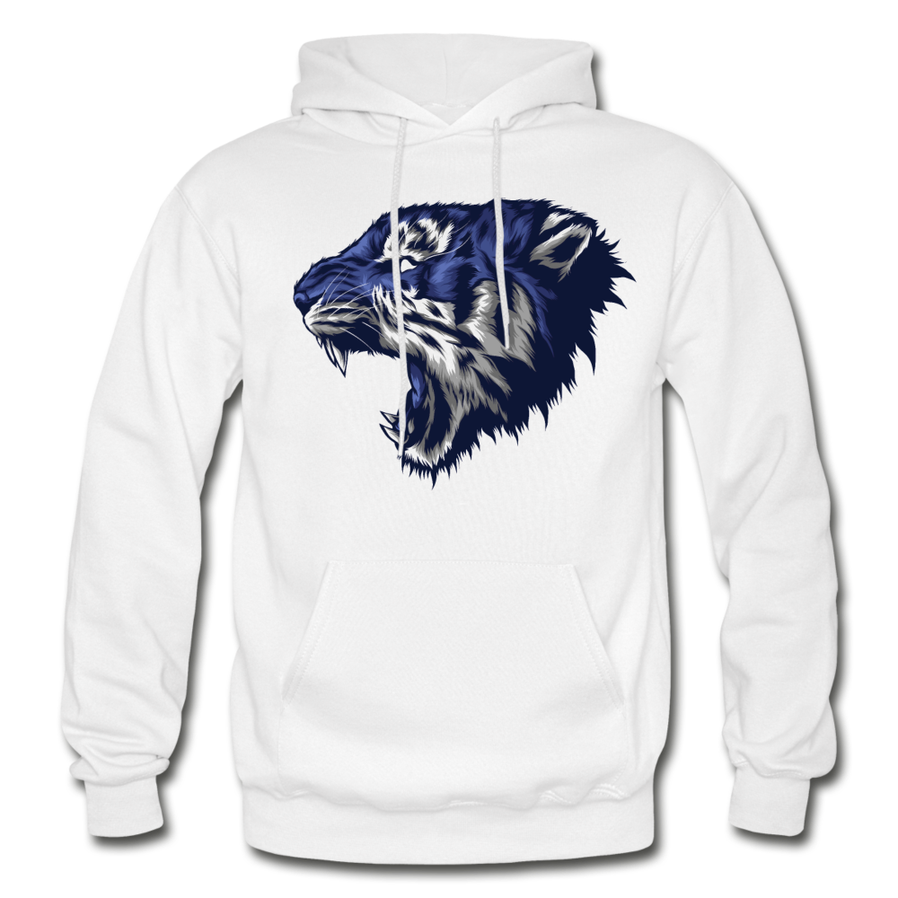 Blue Jungle Cat Hoodie - white