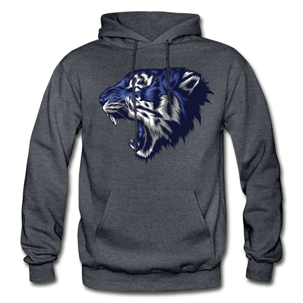 Blue Jungle Cat Hoodie - charcoal gray