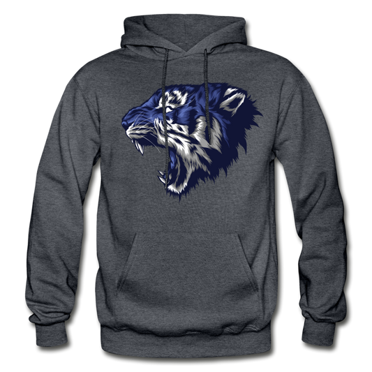 Blue Jungle Cat Hoodie - charcoal gray