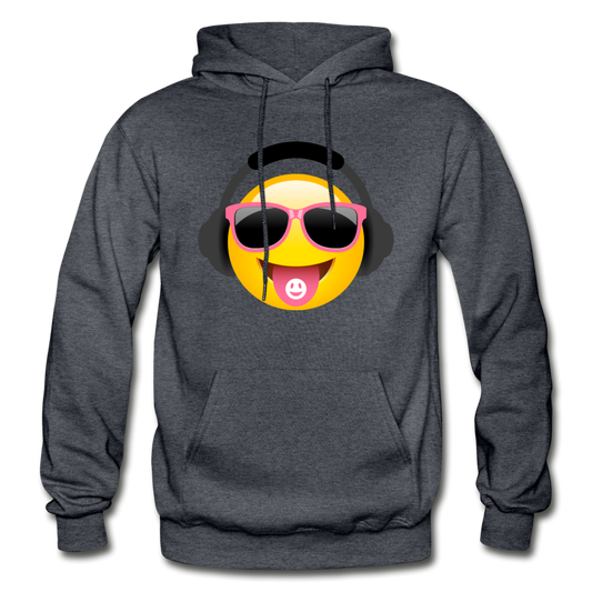 Cool Headphones Emoji Hoodie - charcoal gray