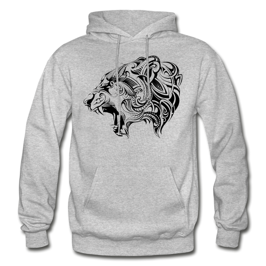 Tribal Maori Jungle Cat Hoodie - heather gray