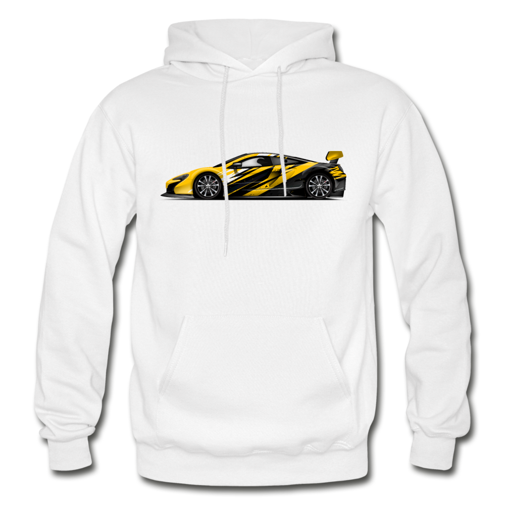 Black & Yellow Sports Car Hoodie - white