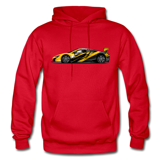 Black & Yellow Sports Car Hoodie - red