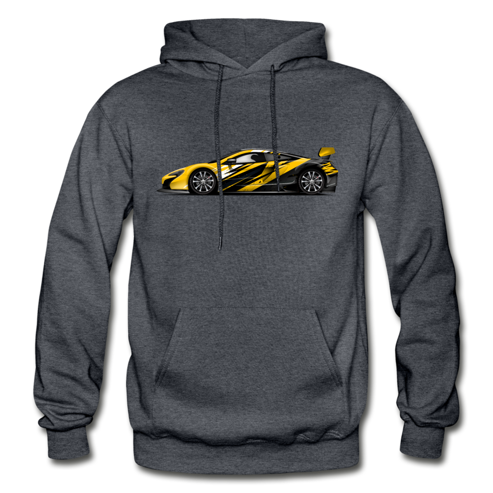Black & Yellow Sports Car Hoodie - charcoal gray
