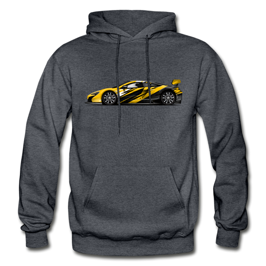 Black & Yellow Sports Car Hoodie - charcoal gray