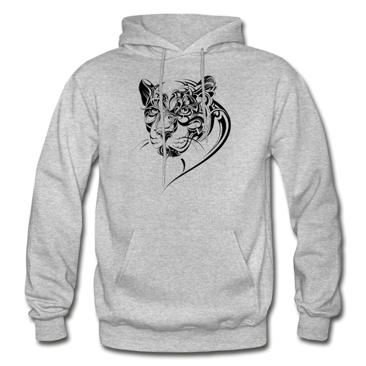 Tribal Maori Jungle Cat Hoodie - heather gray