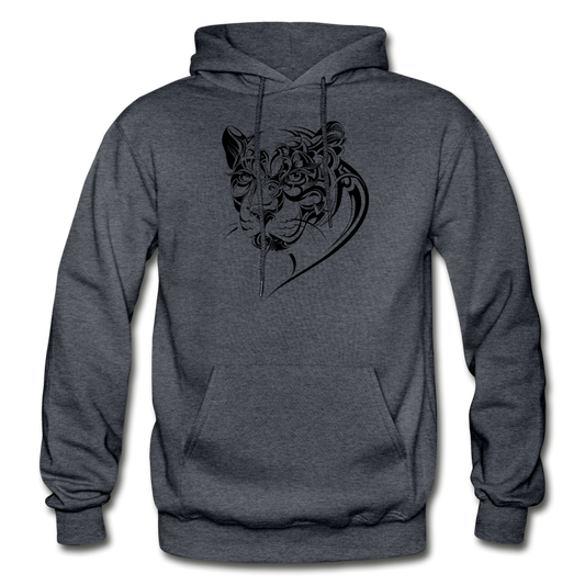 Tribal Maori Jungle Cat Hoodie - charcoal gray