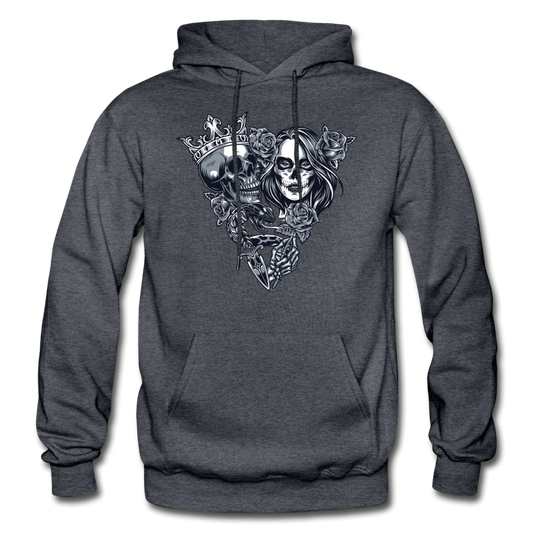 Boy & Girl Skulls Crown Hoodie - charcoal gray