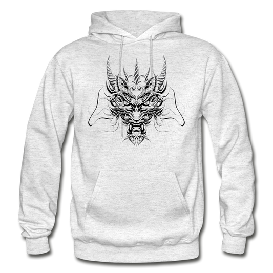 Tribal Dragon Head Hoodie - light heather gray