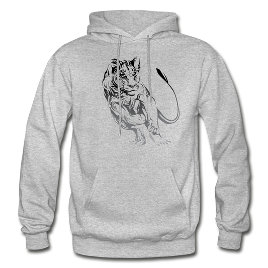 Tribal Maori Jungle Cat Hoodie - heather gray