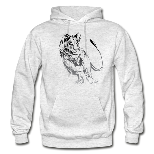 Tribal Maori Jungle Cat Hoodie - light heather gray