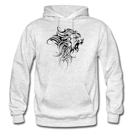 Tribal Maori Lion Hoodie - light heather gray