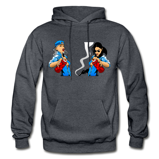 Girls Spray Painting Hoodie - charcoal gray