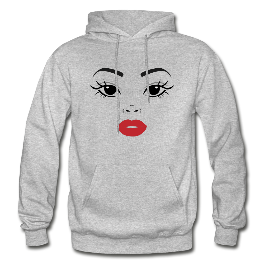 Girl Face Hoodie - heather gray
