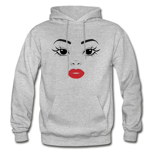 Girl Face Hoodie - heather gray