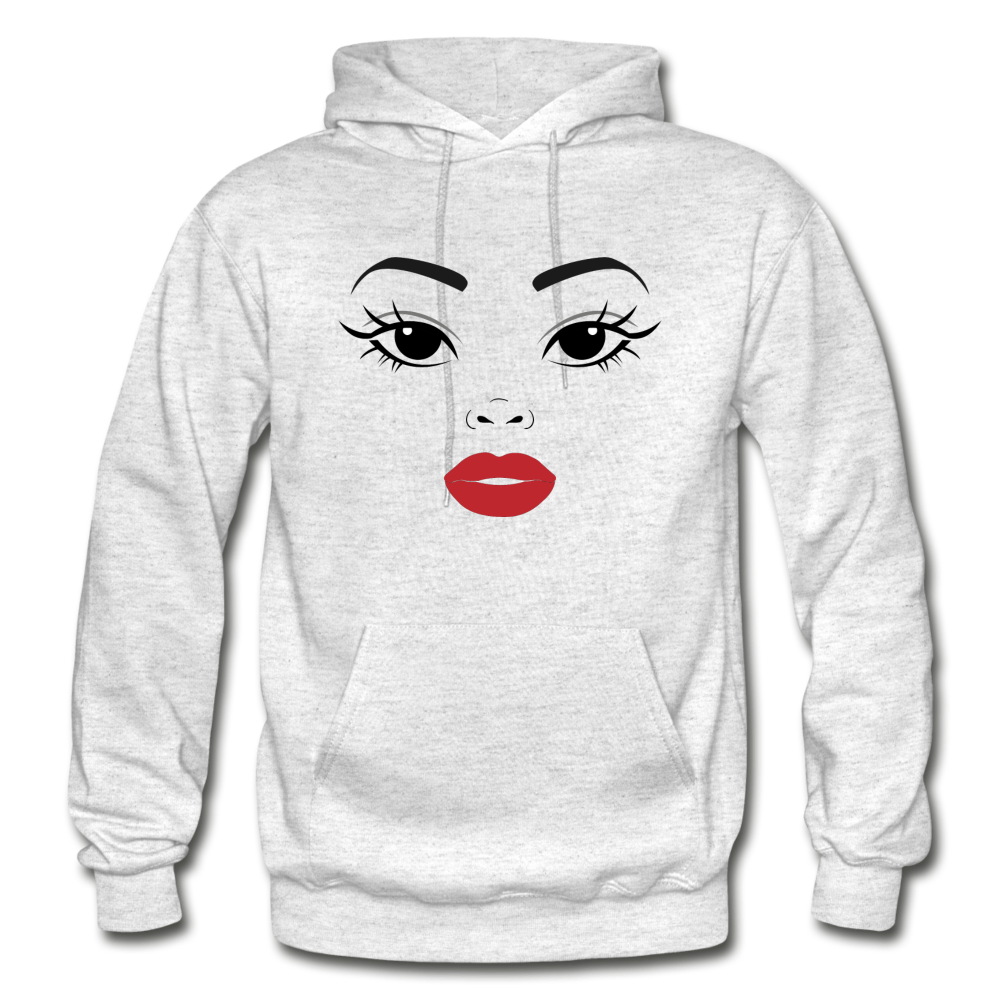 Girl Face Hoodie - light heather gray