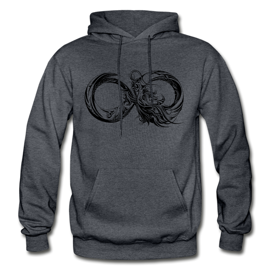 Tribal Maori Infinity Dragon Hoodie - charcoal gray